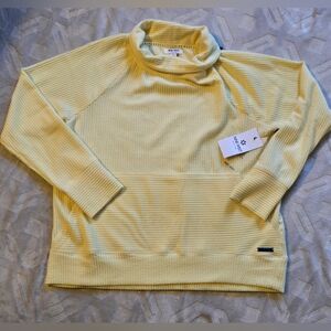 New Nine West Yellow Ribbed Long Sleeve Active Jacket Size L